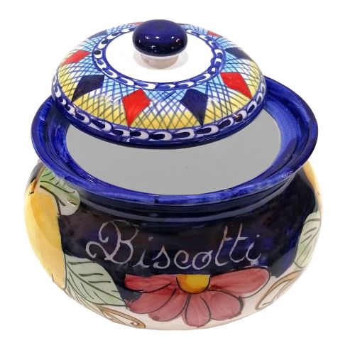 Cookie Jar double decor line handpainted Vietri ceramic