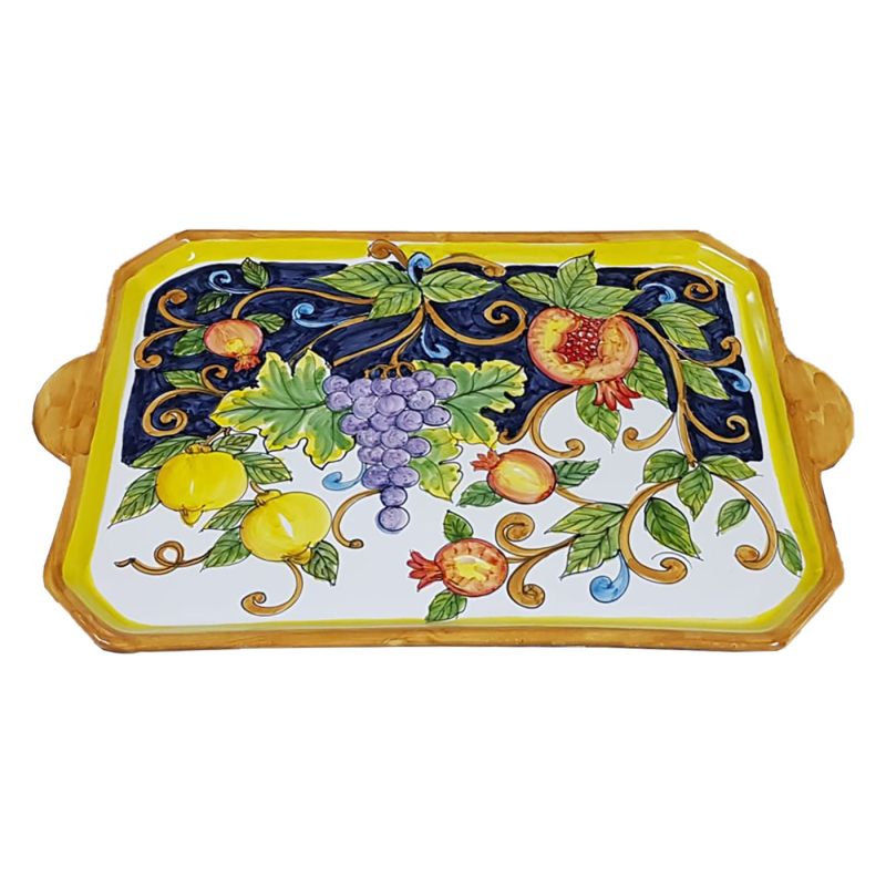 Rectangular tray white  Background fruit line....