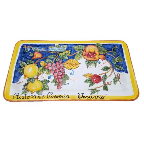 Rectangular tray Fruit line. Personalized handpainted Vietri ceramic