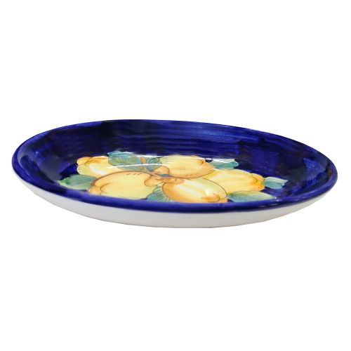 Oval bowl platter. Serving dish. Lemons line. Vietri ceramics. Hand-painted.