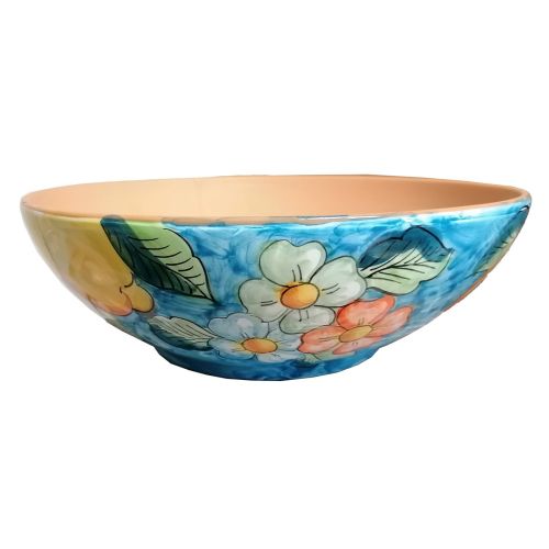 Vase bowl for plants flowers and Lemons. handpainted Vietri ceramic