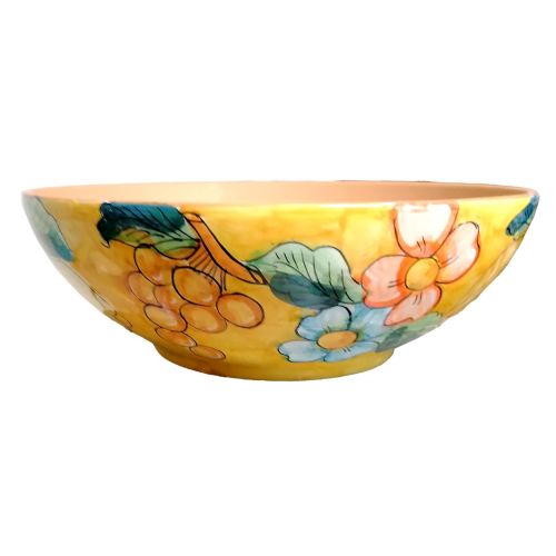 Vaso ciotola decoro Frutta fiori e Limoni.  Ceramica di Vietri dipinto a mano.