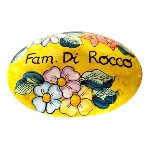 Customizable oval plaque. Flowers line. Vietri ceramic....