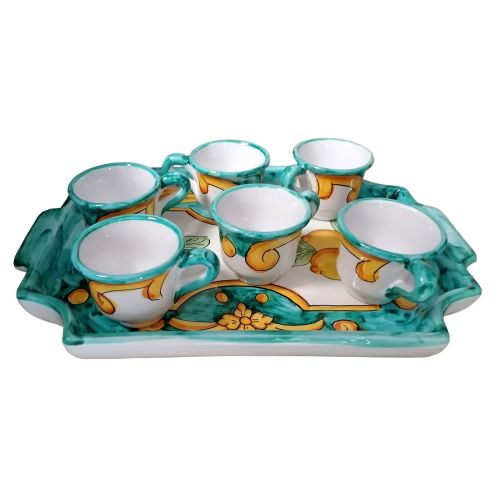 Tablett mit 6 Espressotassen. Barock-Linie....