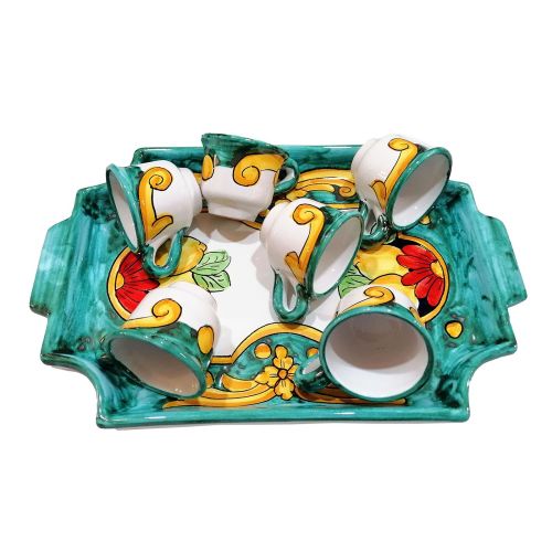 Bandeja con 6 tazas. Línea Barroco. Cerámica de Vietri.... 2
