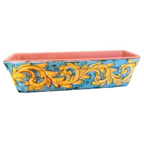 Rectangular Planter. Green Ramina and Yellow Baroque...