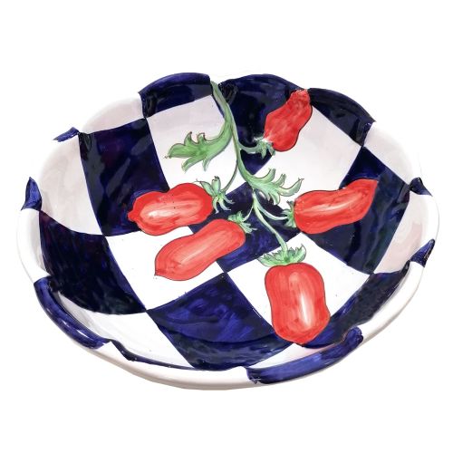 Scalloped deep salad bowl. Stripes line. Checks &... 2