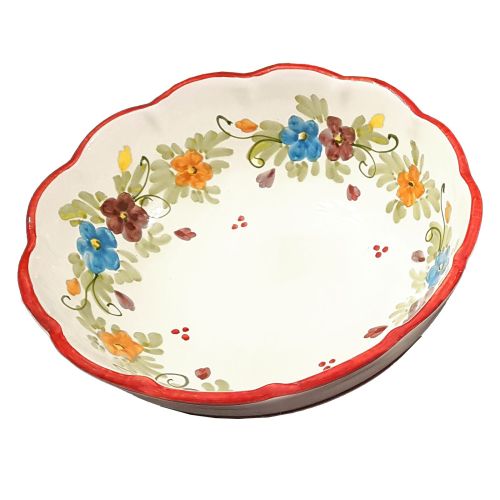 Ensaladera. Borde ondulado. Línea Flores. Cerámica de Vietri. Pintada a mano.