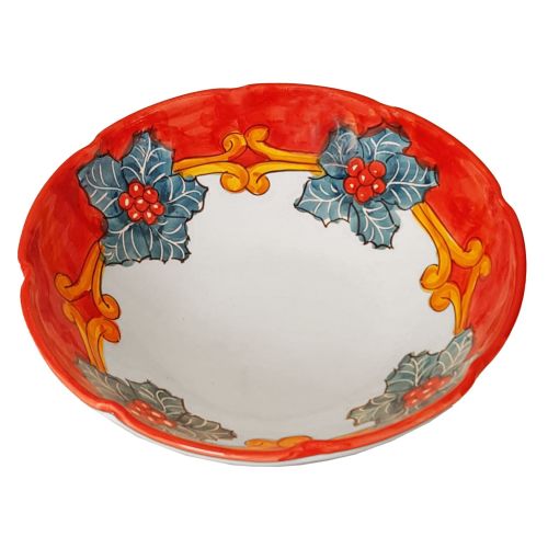 Salad bowl. Scalloped rim. Flowers line. Christmas decor.... 2