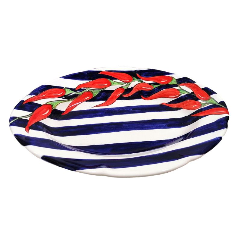 Oval scalloped serving plate. Stripes & Chili...