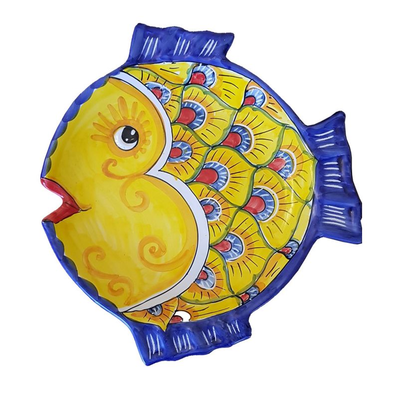 Centerpiece ballfish yellow. handpainted Vietri...