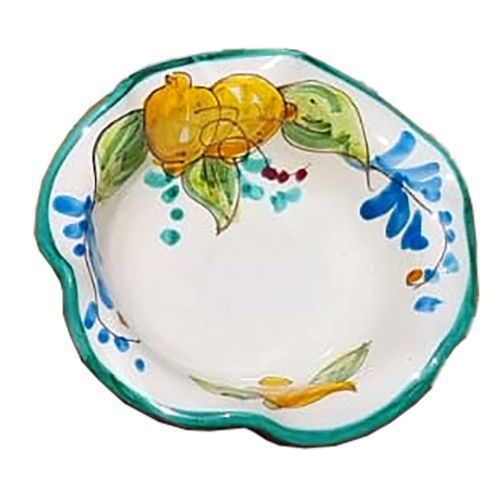 Macedonia servicio Línea de limones y flores. Set de 6 cerámicas Vietri pintadas a mano.