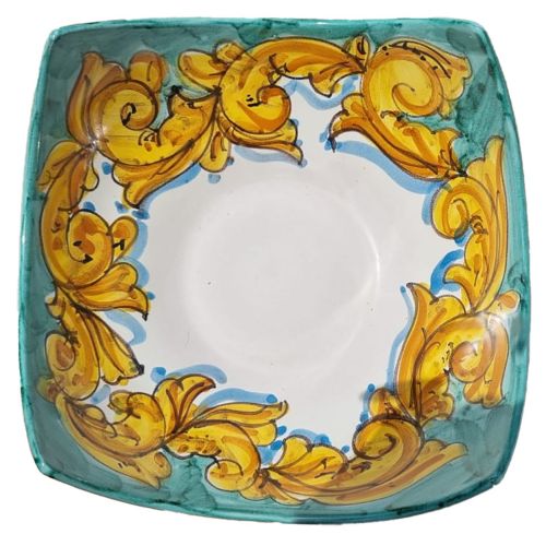 Svuota tasche linea barocco verde ramina. Ceramica di Vietri dipinta a mano.
