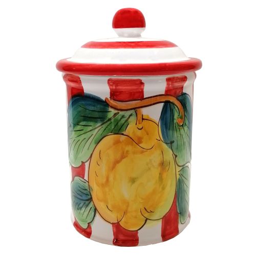 Jar Stripes line with lemons. handpainted Vietri ceramic