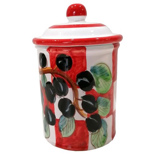 Customizable Jar. Olive Pattern. Vietri Ceramic. Hand-Painted.