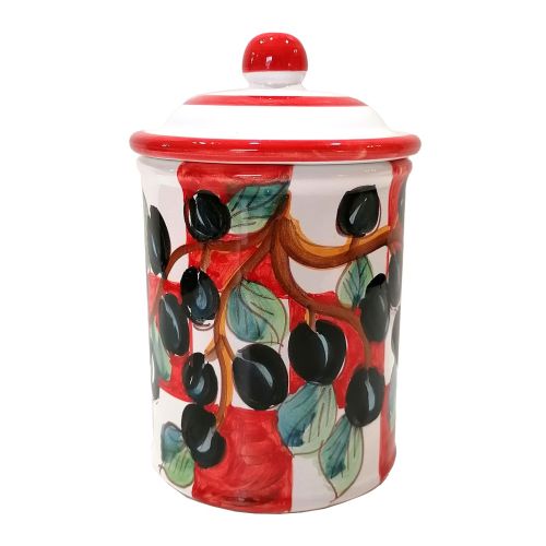 Customizable Jar. Olive Pattern. Vietri Ceramic. Hand-Painted.