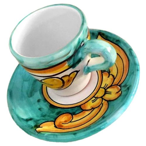 Taza con platito. Línea Barroca. Cerámica de Vietri. Pintada a mano.