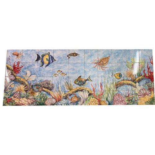 Wall Panel Sealife line Vietri Ceramic handmade.