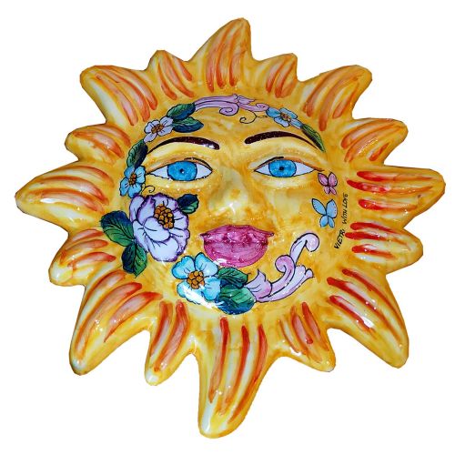 Sole da Parete. Ceramica di vietri dipinta a mano.