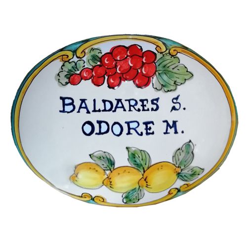 Ovales, personalisierbares Schild. Früchte-Linie....
