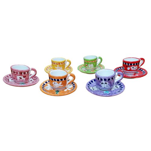 Set Kaffeetasse und Untertasse. Linie Tierchen. Vietri...
