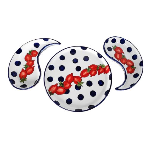 Appetizer set. Cold dinner. 3 pcs. Garden line. Vietri ceramic. Hand-painted.