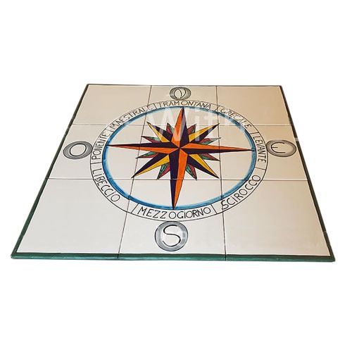 Pannello murale. Rosa dei Venti. Ceramica vietrese....