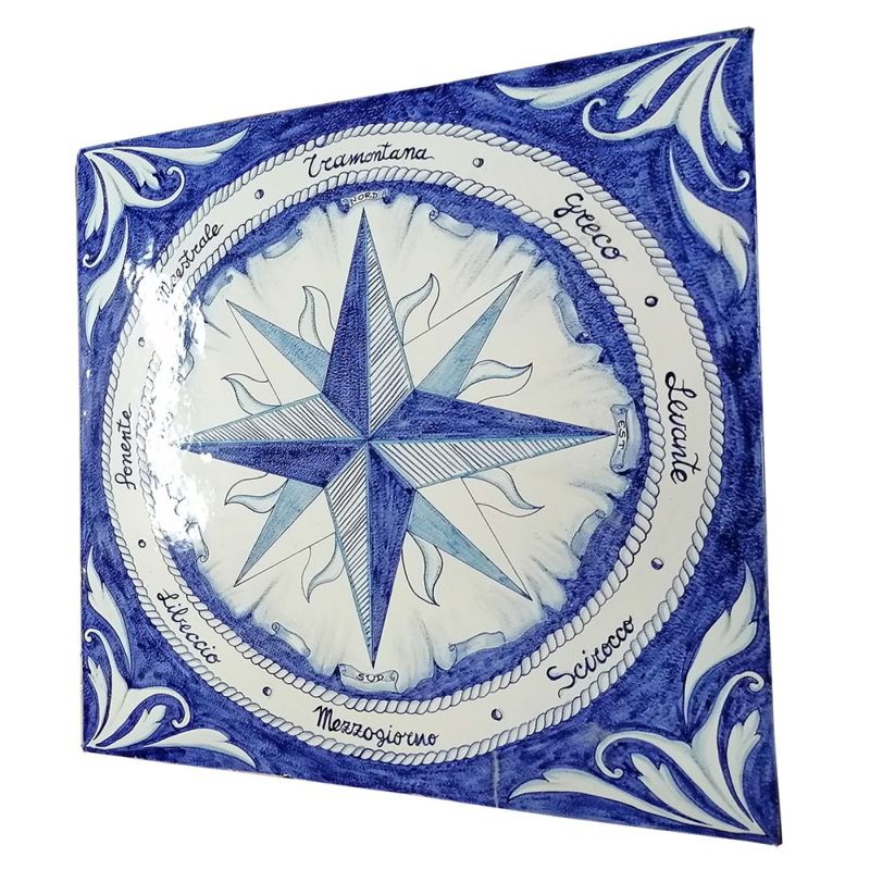 Wall Panel Compass Rose Vietri Ceramic handmade.