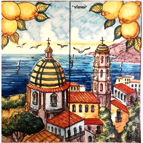 Wall Panel Panorama view Vietri Ceramic handmade.