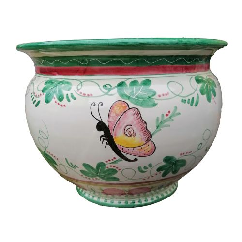 Plant holder White flowers and butterflies. handpainted...
