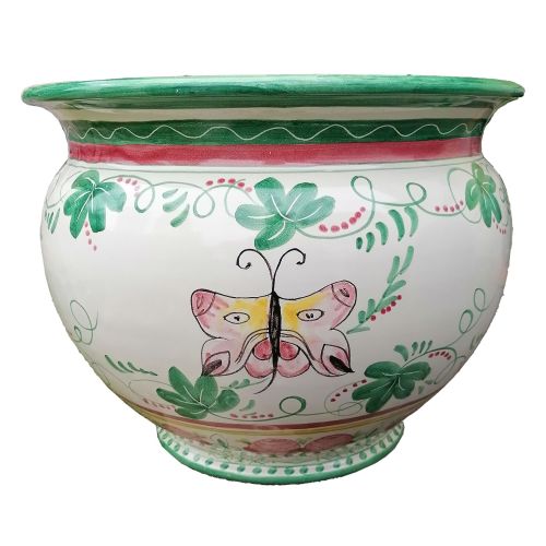 Cachepot Portapianta. Linea Farfalle. Ceramica di Vietri. Dipinta a mano.