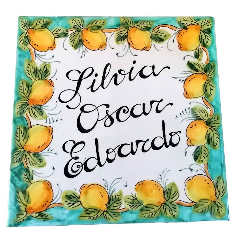 Placa cuadrada personalizable. Línea Limoni....