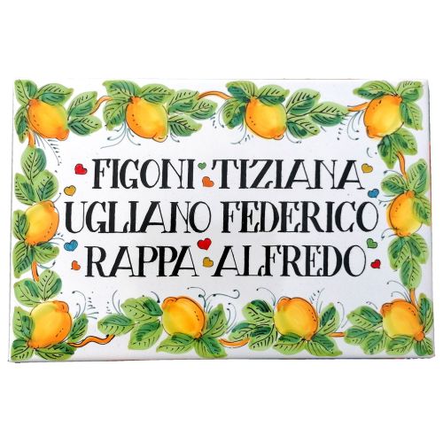 Targa Rettangolare Personalizzabile. Linea Limoni....