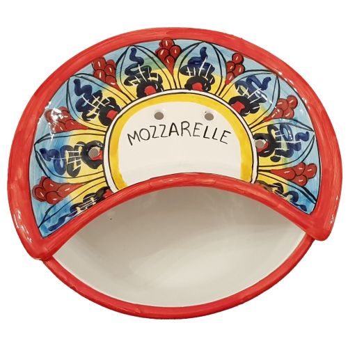 Mozzarella Cheese Pot geometric line - handpainted Vietri ceramic