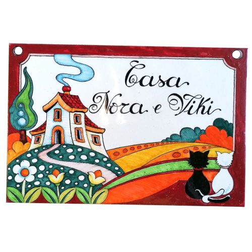 Placa rectangular personalizable. Cerámica de Vietri....