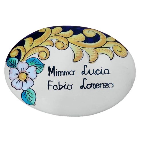 Customizable oval plaque. Flowers & Baroque line. Vietri... 2