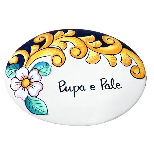 Customizable oval plaque. Flowers & Baroque line. Vietri...