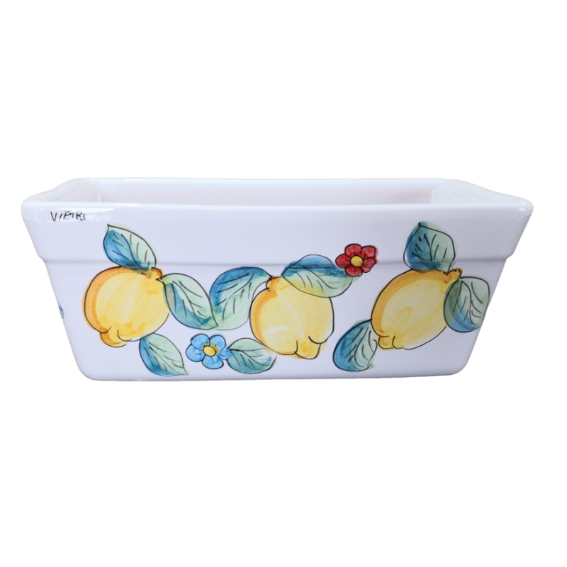 Rectangular Planter. White Base with Lemons....