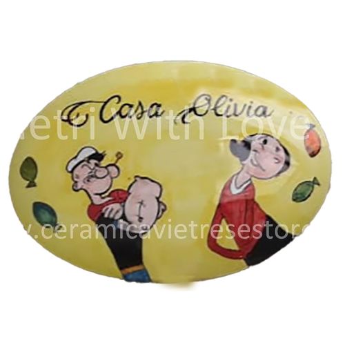 Targa ovale Personalizzabile. Ceramica di Vietri. Dipinta a mano.