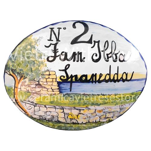 Plaque ovale personnalisable. Céramique de Vietri. Peinte...