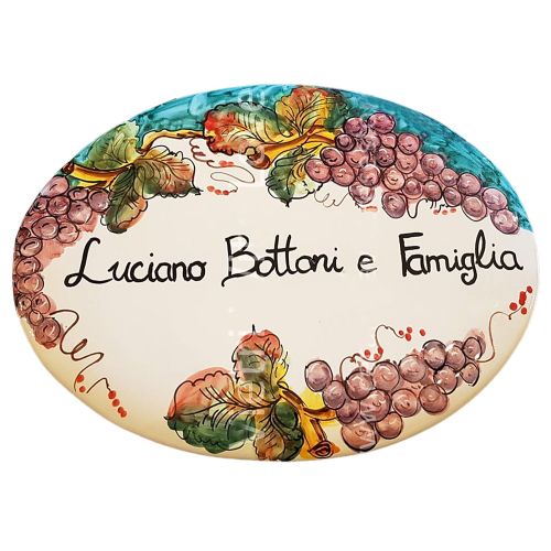 Targa ovale personalizzabile. Linea Frutta. Ceramica di...