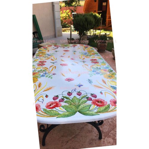 Table. Ceramic-coated lava stone table. Flowers and... 2
