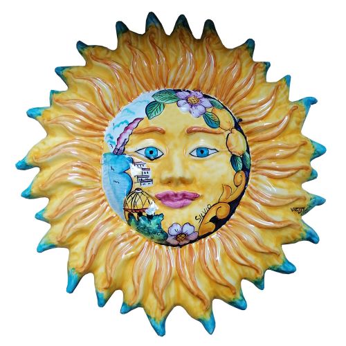 Sun wall mount handpainted Vietri ceramic