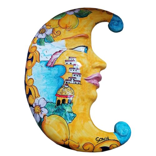 Moon wall mount handpainted Vietri ceramic