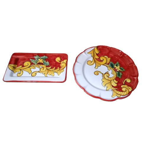 Dish, Plate Christmas Line, handpainted in Vietri ceramic Serving Dish for Cake
