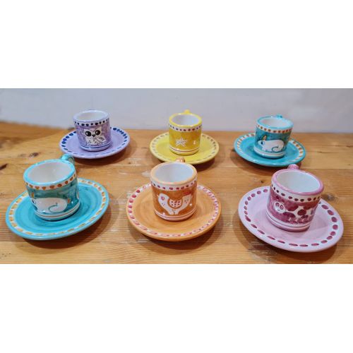 Set Kaffeetasse und Untertasse. Linie Tierchen. Vietri...