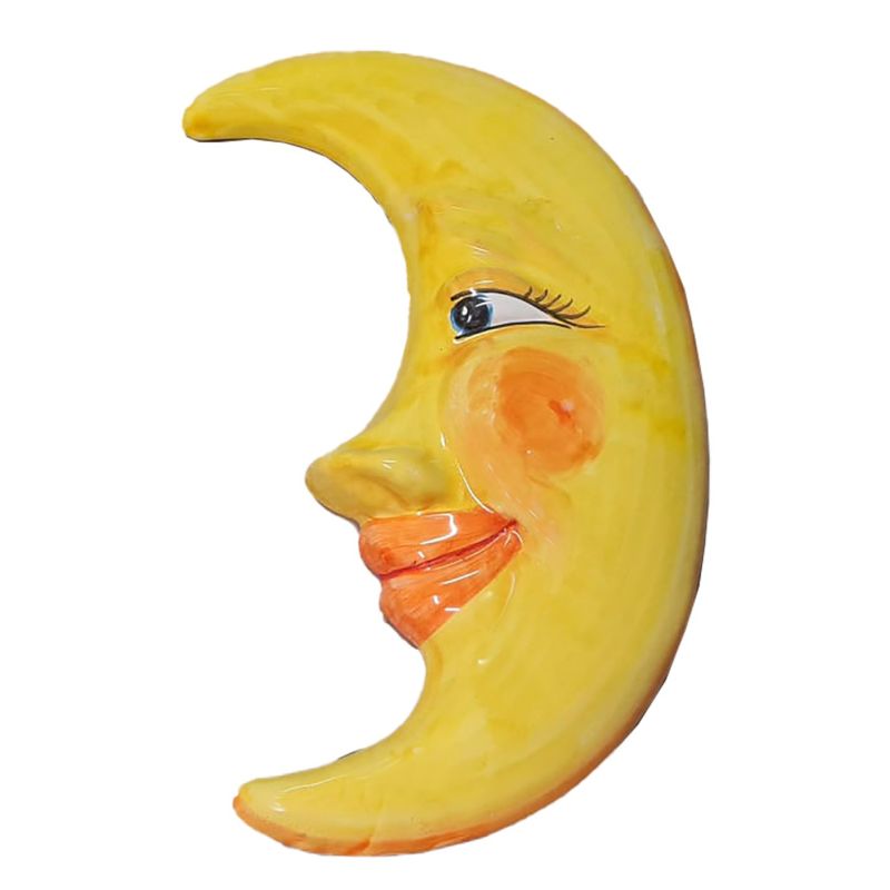 Luna da parete. Ceramica di vietri dipinta a mano.