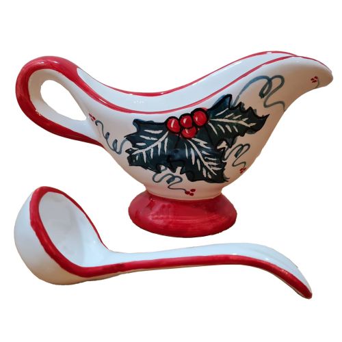 Table sauce pot Christmas line handpainted Vietri ceramic.