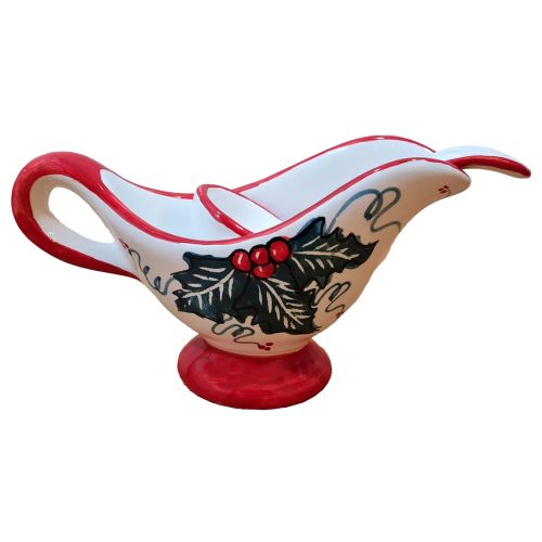 Table sauce pot Christmas line handpainted Vietri ceramic.