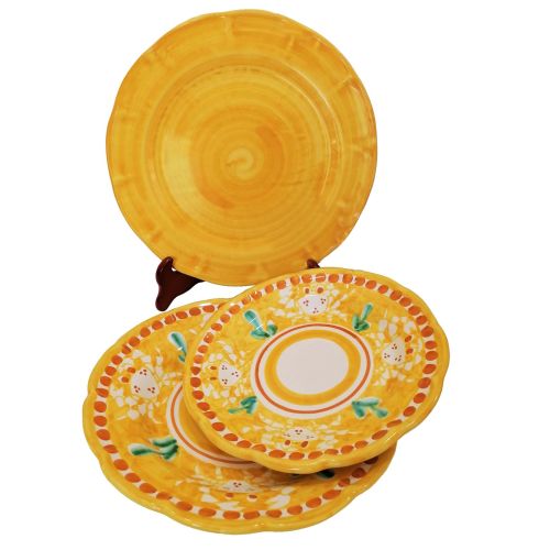 Set of three plates. Animals line. Vietri ceramic. Hand-painted. - Flat bottom and fruit.
